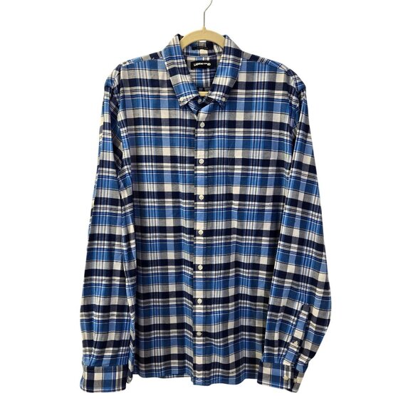 Lands' End Sail Rigger Oxford Tailored Fit Plaid Button Down Shirt Size Large Ta - Picture 1 of 8